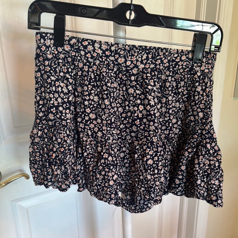 Black and White Bubble Mini Skirt with Smocked Ruffles